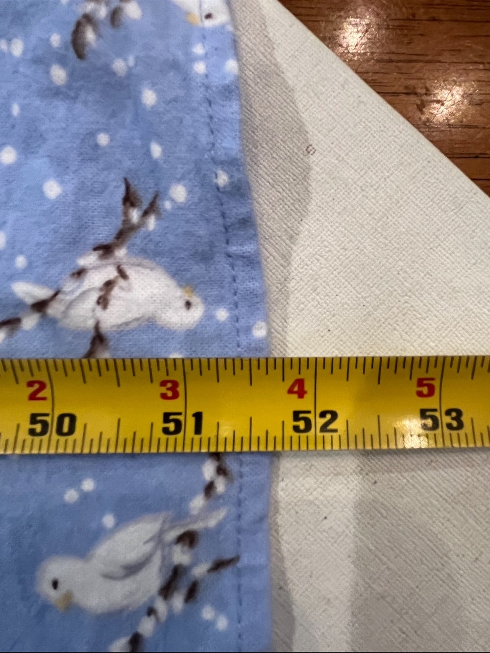 Lanz of Salzburg Light Blue snowy Dove Print flannel Nightgown with Lace Trim. - Picture 9 of 9